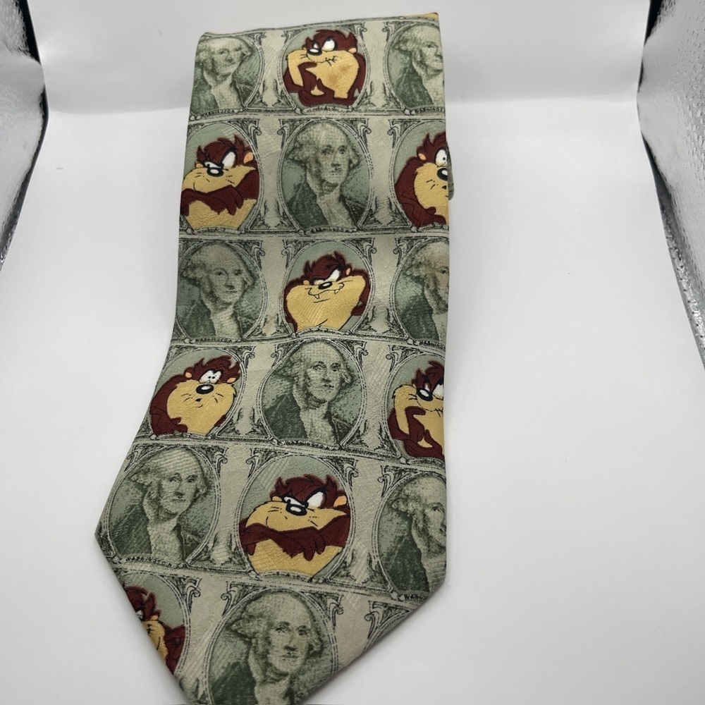 Warner Bros. Taz Dollar Bill Tie - Green and Brown